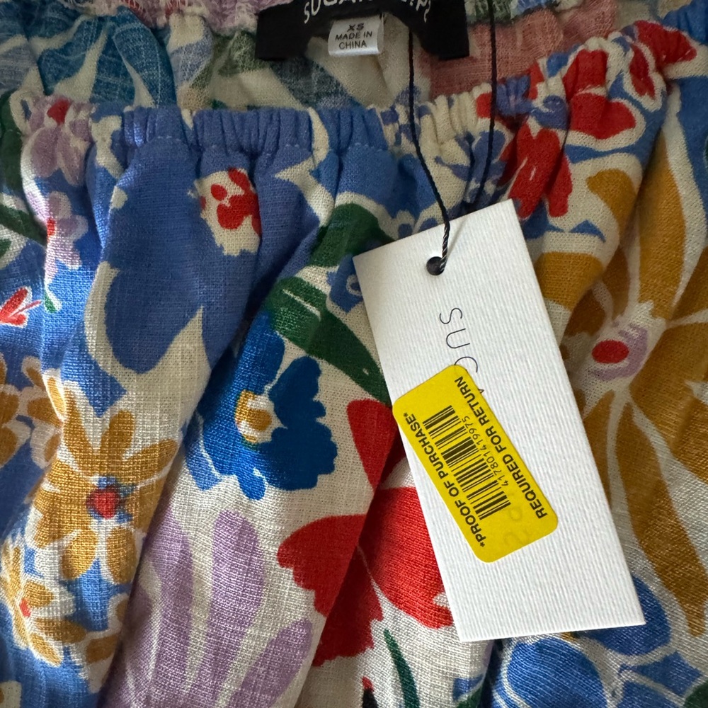 NWT Sugarlips Multicolor Ruffle One-Shoulder Crop Top - Picture 4 of 9